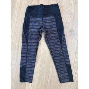 Athleta XXS Striped Leggings With Black Panels & High Waist